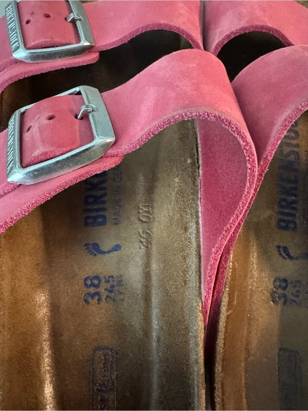 Birkenstock Raspberry Suede Double-Buckle Slides - Picture 4 of 4